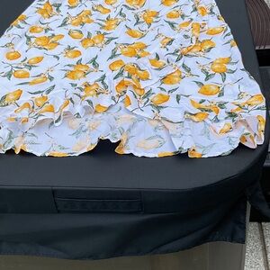 New York & Company White Lemon-Print Ruffle Skirt